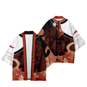 Japanese Kimono Maple Leaf Pattern Cardigan Cloak Men Game Character Cosplay Costume Women’s Summer Casual Haori Shirts Top