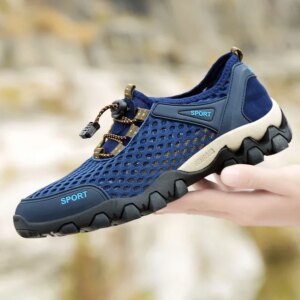 Men Summer Wading Shoes Breathable Mesh Water Shoes Mens Fashion Non-Slip Hiking Shoes Casual Sneakers for Men Climbing Trekking