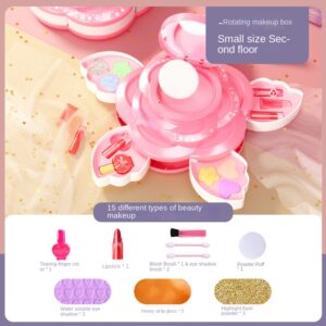 Children’s Makeup Box Rotating Opening Cosmetics Toys for Little Girls Princess Makeup Set To Enhance Creativity and Imagination