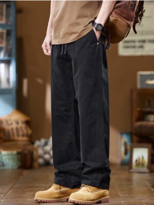 New Men’s Baggy Straight Oversize Male Cargo Pants Green Khaki All-match Work Wear Mopping Training Casual Streetwear Trousers