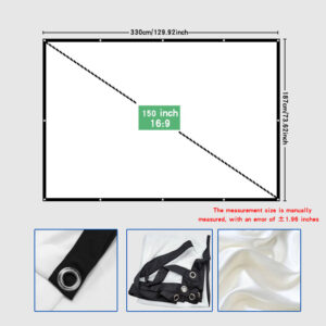 Polyester material projection 3D white soft screen 60-150 inches washable and foldable, easy to fold without punching hooks,