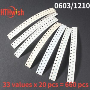660PCS/Set 0603 1210 SMD Resistor Pack Assorted Kit,1 ohm ~ 1M 33 values*20pcs Chip Resistor Diy Electronic Kit