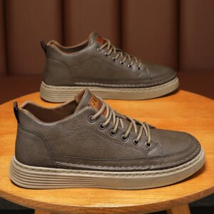 New Men’s Casual Shoes Vulcanized Sneakers Trend Leather Shoes For Men Designer Outdoor Comfort Jogging Shoes