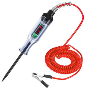 Test Light Automotive Circuit Tester 3-48V DC Digital LCD Display Prolong Spring Cable for Sedan,SUV,RV,Truck,Lawn Mower