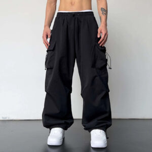 Harajuku Oversized Cargo Parachute Pants Men Streetwear Vintage Y2k Hip Hop Wide Leg Joggers Baggy Casual Sweatpants Techwear
