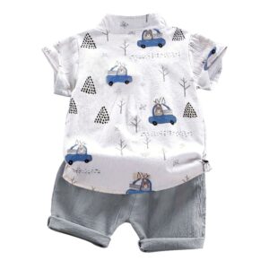 Summer Baby Clothes Set Boy Cotton Full Printed Short Sleeve Shirt Suits Infant Toddler kids Fashion Casual Outfits Travel Wear