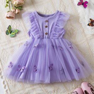2024 New Summer Dress for Girls 2 3 6 Yrs Tulle Casual Baby Clothes Birthday Party Princess Dress Holiday/Vacation Kid’s Clothes