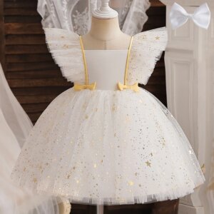 Summer Sequin Baby Dress for Girl 1-5 Yrs Toddler Kids Birthday Wedding Party Princess Dress Ruffles Baby Girls Evening Costume