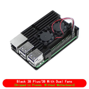 For Raspberry Pi 4 3 Model B 3B Plus Aluminum Case with Dual Cooling Fan Metal Shell Enclosure for RPI Raspberry Pi 4 3 Model