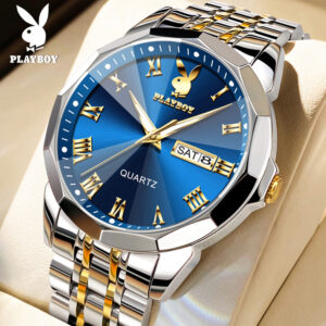 PLAYBOY Luxury Fashion Men’s Quartz Watches Original Stainless Steel Waterproof Watches for Men Best Selling Men’s Wrist Watches