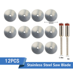 12PCS/Set Small Cutting Disc Dremel Rotary Tool Stainless steel Circular Saw Blade For Plastic Woodworking Accessories 25/32mm