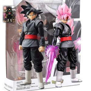 14cm Anime Dragon Ball Black Goku Zamasu Action Figure Super Saiyan Movie Version Dbz Model With Multiple Accessories Toys