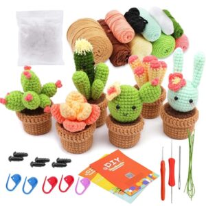 1set Sewing Tools Beginner Crochet Kits Funny Step-by-Step Acrylic Thread Crochet Material Set Easy To Follow Zero To Hero DIY Knitting Potting Plants Kit Kids