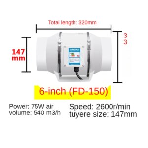 Exhaust Fan Home Silent Inline Pipe Duct Fan Bathroom Extractor Ventilation Kitchen Toilet Wall Air Ventilator 4/5/6 inch 220V