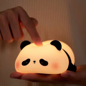 USB Rechargeable Panda LED Night Light Touch Sensor Silicone Patting Lamp Cartoon Children’s Nightlight Toy Gift Bedroom Decor