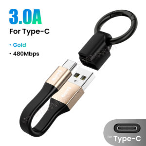 Mini 3A USB Type-C Fast Charging Data Cable Portable Keychain QC 3.0 USB Type C Short Cable Cord For Samsung Xiaomi Huawei