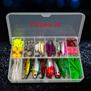 110 piece set of sea fishing bait, mixed bait, fishing crank hook, lead head hook, silicone bait throwing outdoor fishing tools