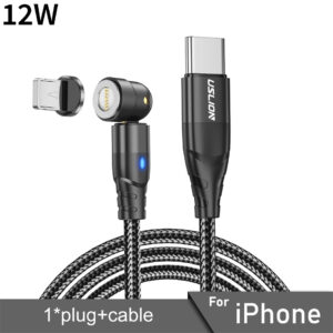USLION PD 60W 3A Fast Charging Magnetic Cable 540┬░ Rotate Micro USB Type C Cable For iPhone Samsung Xiaomi Phone Data Wire Cord