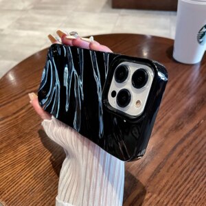 6D Silk Pattern Wavy Phone Case For iPhone 15 14 13 11 12 Pro Max X XS XR 8 Plus Shockproof Protective Soft Back Cover