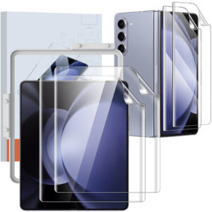 4 in 1 Hydrogel Film for Samsung Galaxy Z Fold 5 Front Back Screen Protector Built-in Keeper EPU Soft Film Non-Glass
