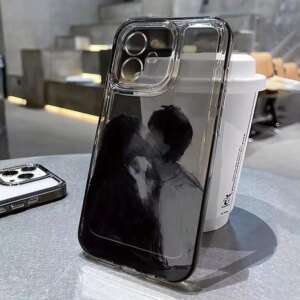 Soft Clear Phone Case For iPhone 15 Pro Max Case iPhone 14 13 12 11 XS X XR 7 8 Plus SE 2022 Kissing Couple Design Pattern Cover