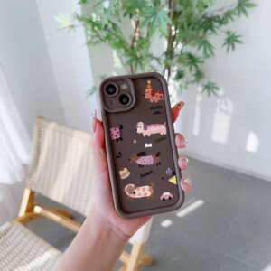 Bicolor Sausage Dog Soft TPU Phone Case For iPhone 15ProMax 11 12 13 14 XR X XS 7 8 Plus SE2 SE3 14 15 promax Protection Cover