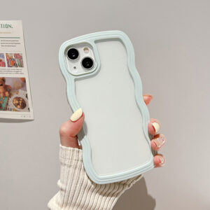 Cute Transparent Curly Wave Case for iPhone 11 12 13 14 Pro Max 7 8 Plus X XR XS SE 2020 2022 Shockproof Bumper Cover Aesthetic
