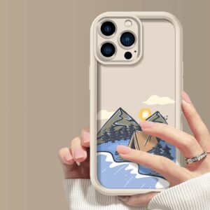 Streams Mountains Silicone Phone Case For iPhone 11 12 13 14 15 Pro Max XS X XR 7 8 15 6Plus SE2020 Camera Lens Protection Cover