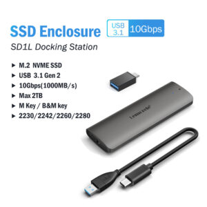 Lemorele SSD Enclosure M.2 NVMe USB 3.1 10Gbps PCIe M.2 SSD Case Enclosure External for External Hard Drive M/B+M Key M.2 SSD