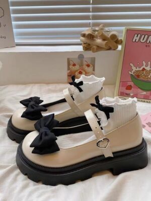 Big toe shoes sweet cool Mary Jane leather shoes 2023 Summer Japanese women’s jk platform women’s shoes thin bow single shoes