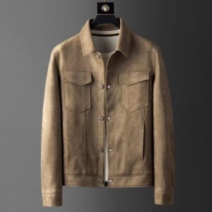 Jacket men’s autumn and winter slim-fit lapel casual business light luxury suede jacket high-end young men’s shirt fashion