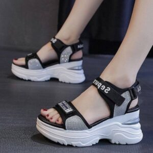 Foreign Trade Wedge Sandals for Women 2024 Summer Super Hot Platform All-Matching Platform Shoes Increased Fashion Trending Sandals for Women