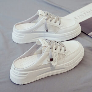 2023 new summer half slippers white shoes women’s shoes outer wear lazy ins fashion sandals closed toe fashion slippers
