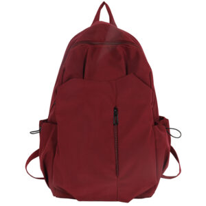 Large Capacity Laptop Backpack Men’s Lightweight Fashionable Solid Color College Student Schoolbag Junior High School Student Backpack