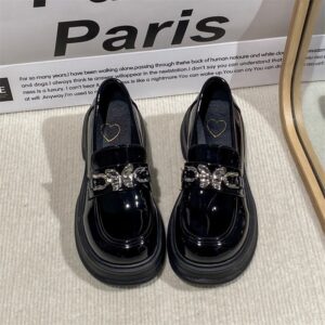 Retro British style dress black thick-soled Mary Jane leather shoes women’s summer 2024 New chunky heel loafers