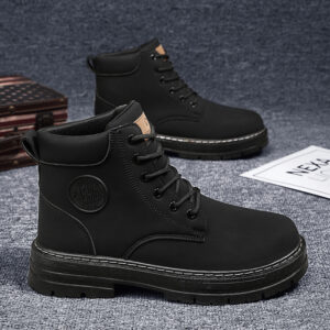 Martin Boots Men’s Shoes Autumn New High Top Workwear Boots British Style Short Boots Korean Style All-match Thickness Boots Trendy Shoes