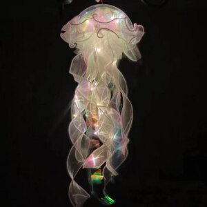 Jellyfish Lamp Portable Flower Lamp Jellyfish Wind Chimes Bedroom Night Light Girl Room Atmosphere Decoration Hanging Lantern