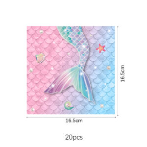 Mermaid Party Disposable Tableware Gradient Fish Tail Paper Plates Napkins Girls Birthday Party Decoration Baby Shower Supplies
