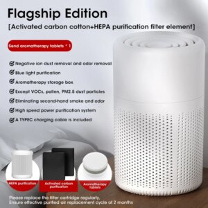 Air Purifier for Home Car Air Freshener Negative Ion Deodorizer Sterilizer HEPA Air Cleaner Remove Formaldehyde Smoke Odor