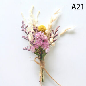 1pc Mini Natural Dry Flowers Bouquet Boutonnieres Groomsmen Buttonholes Bridesmaid Flower Corsage Brooch Christmas Wedding Decor