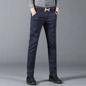 Soft Stretch Cotton 6 Color Office Casual Pants Men Spring Summer Business Fashion Elastic Straigh Jeans Trousers
