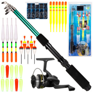 Fishing Rod and Reel Combo 127pcs Fishing Tackle Set Telescopic Fishing Rod Pole with Spinning Reel Floats Hooks Accessories