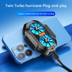 Dual Fan Mobile Phone Cooler Plug-in/Rechargeable Game Heat Sink Type-C Air Cooling for Android IOS PUBG Game Cooler