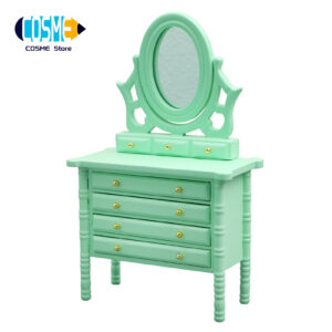 1:12 Miniature Dresser Mirror Drawer Design Stable Support Non-Fading Free Standing Dressing Table Model for Entertainment