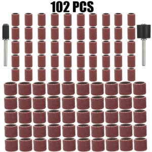 102pcs/set 80Grit Sanding Drums Kit Sanding Band 1/2 1/4 Inch Sand Mandrels Fit for Dremel Nail Drill Rotary Abrasive Tools