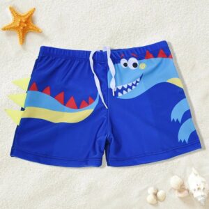 Summer Boys Kids Cartoon Cute Dinosaur Pattern Flat Angle Quick Drying Children’s Swim Trunks