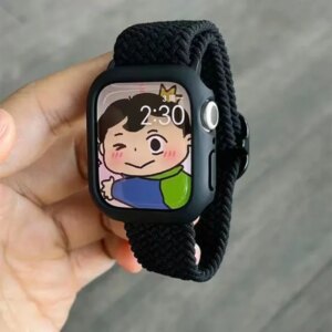Korean Cute Braied Strap + Case For Apple Watch Band 49mm 41mm 45 44 38 42 Nylon Bracelet For iWatch Series 9 8 7 6 5 4 3 SE 40