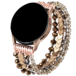 for Samsung Galaxy Watch 6/5/4 40/44mm Bands/Active 2 Watch 4 42/46mm Band Women, 20mm Handmade Fashion Elastic Crystal Beads
