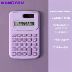 Small Solar Calculator Portable Calculator Cute 8 Digits LCD Electronic Home Office Calculator for Kid Primary School Calculator