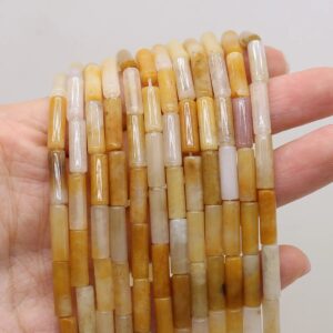 4x13mm Round Tube Natural Stone Loose Beads Crystal Agate Quartz Spacer Beads for Jewelry Making DIY Necklace Bracelet Earrings